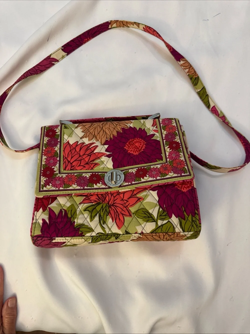 Vera Bradley Floral Quilted Crossbody in Pink, Orange and Green